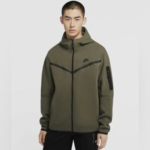 NWT NIKE Tech Fleece Windrunner Full Zip Hoodie Rough Green Black size XL